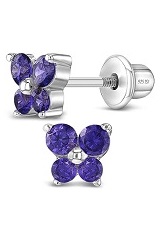nice 5mm purple cubic zirconia screw back baby birthstone earrings